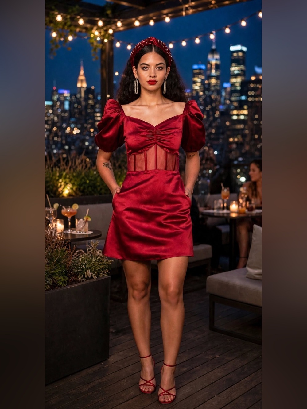 Autumn Adeigbo Clarette corset Dress Deep Red Womens mini Size 10 NEW